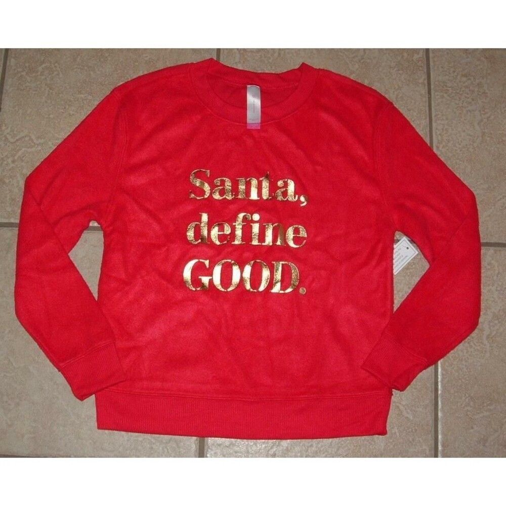 NEW Red Sz Jr XS Christmas Holiday Soft Stretchy Fuzzy Lightweight Sweatshirt